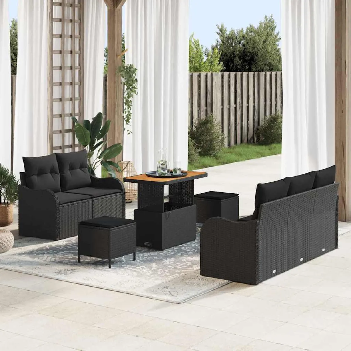 vidaXL Ensemble de canapé de jardin avec coussin 8 pcs - vue 8