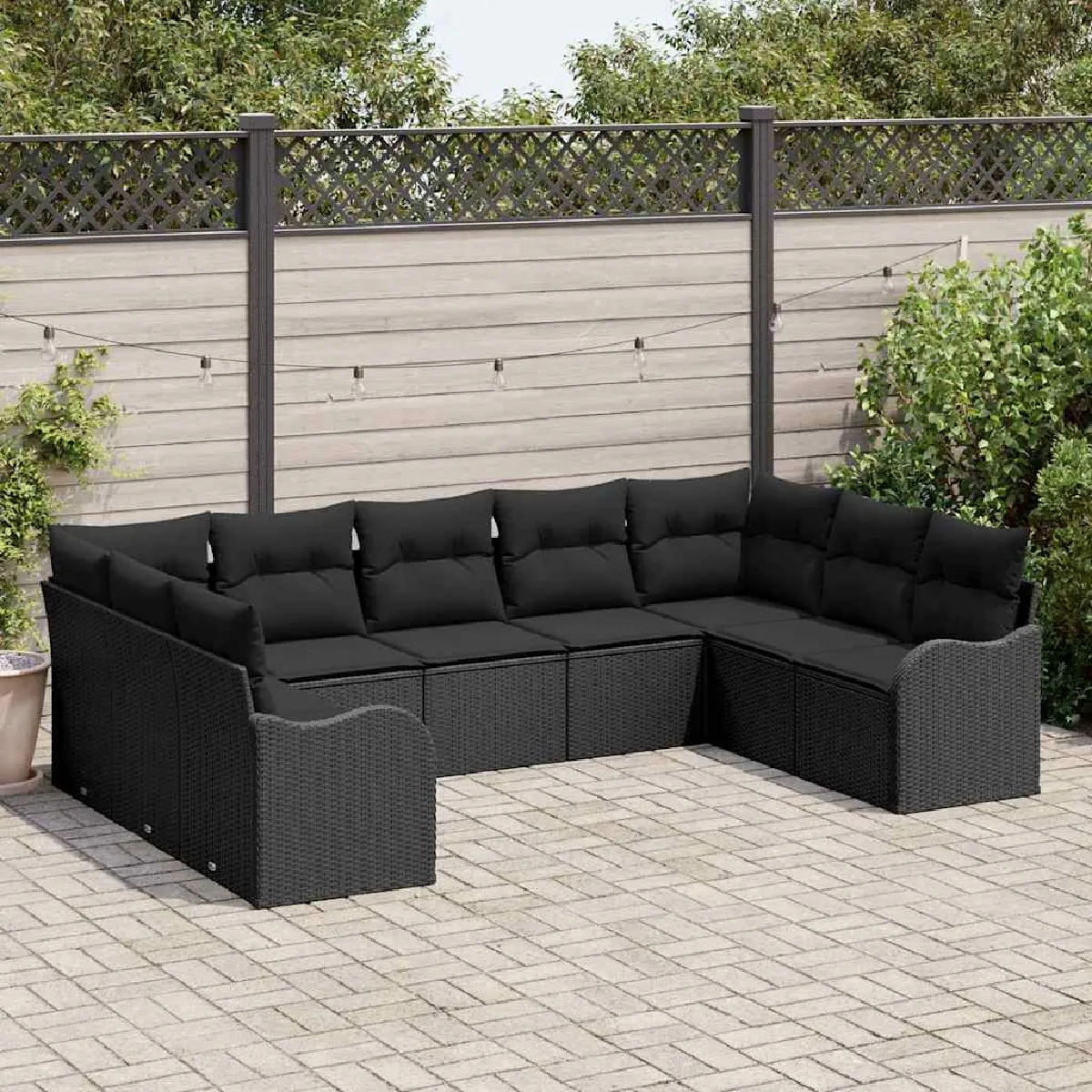 Vidaxl Noir Ensemble De Canapé De Jardin Polyrotin