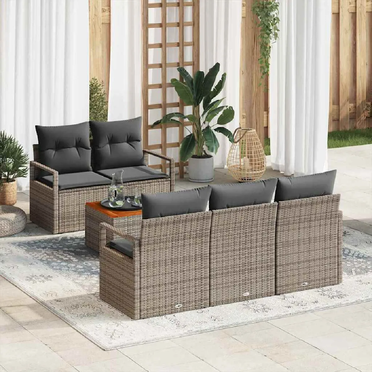 vidaXL Ensemble de canapé de jardin 6 pcs - vue 8