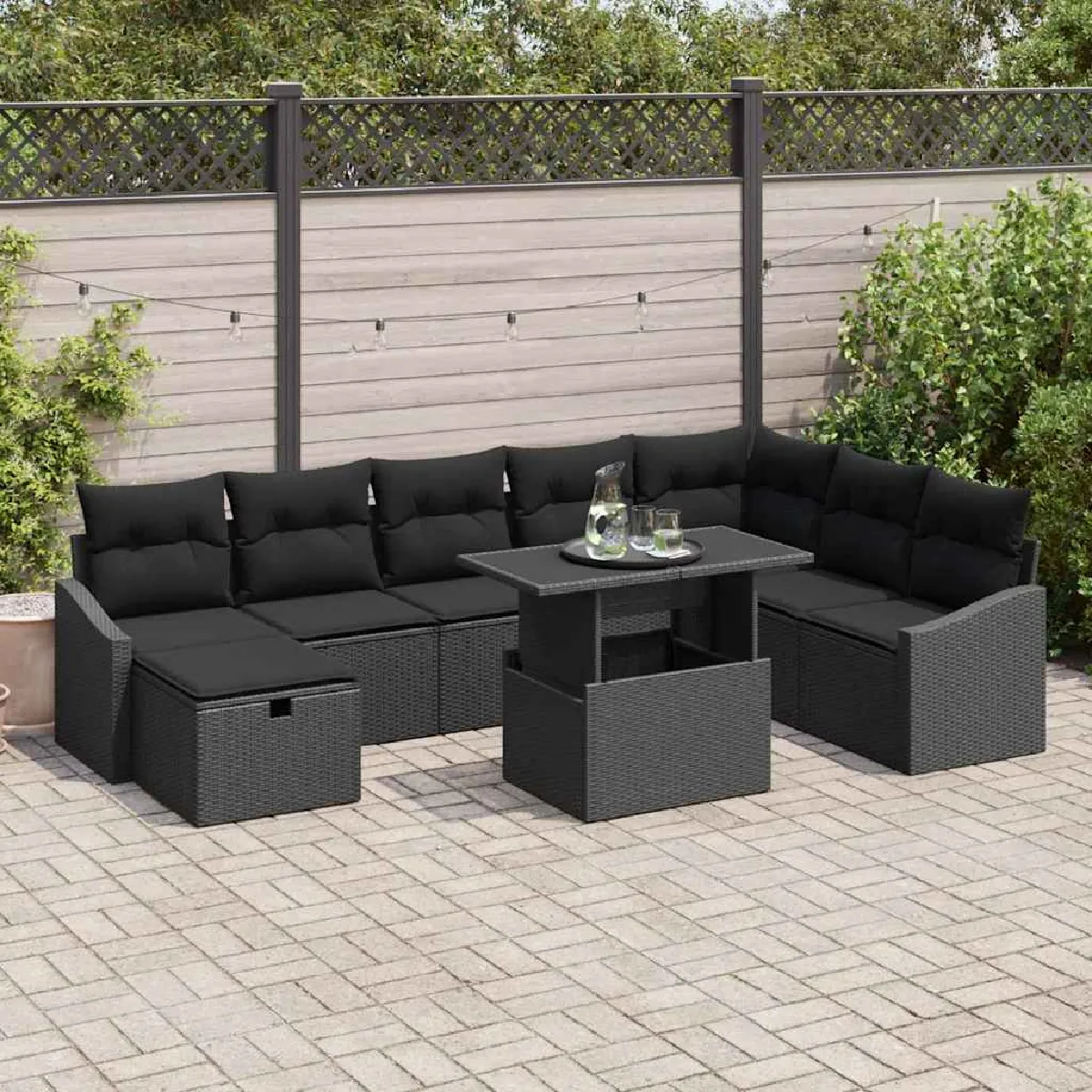 vidaXL Ensemble de canapé de jardin 9 pcs polyrotin - vue 9