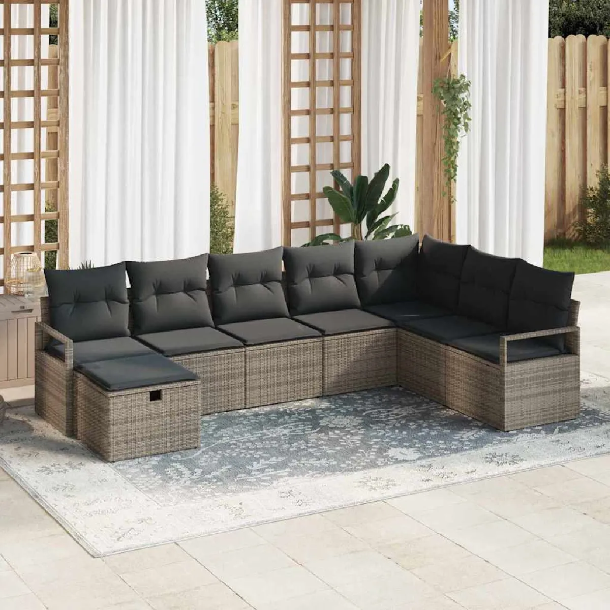 vidaXL Ensemble de canapé de jardin 9 pcs 55 x 62 x 69 cm - vue 9
