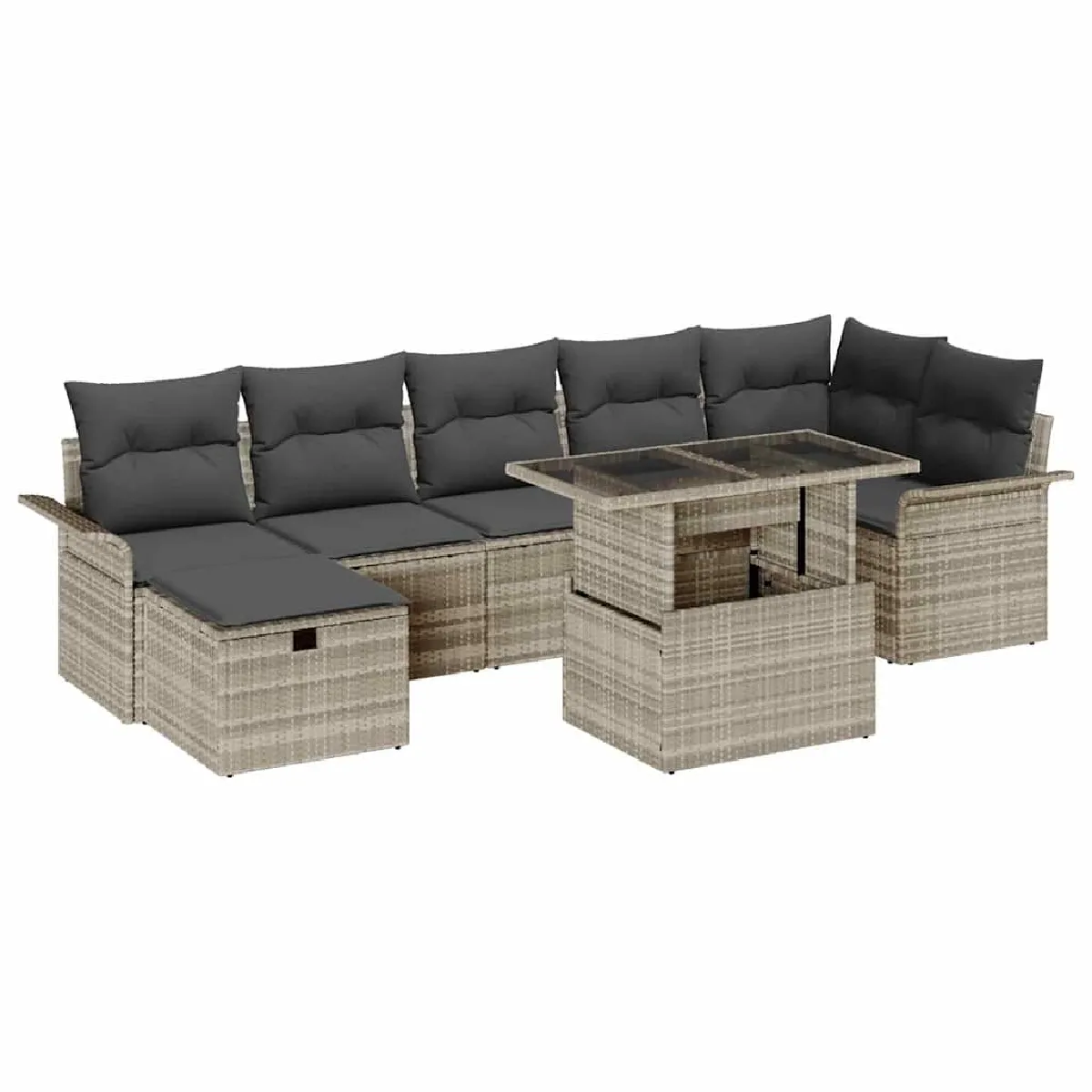 vidaXL Ensemble de canapé de jardin 8 pcs Gris clair Poly rotin