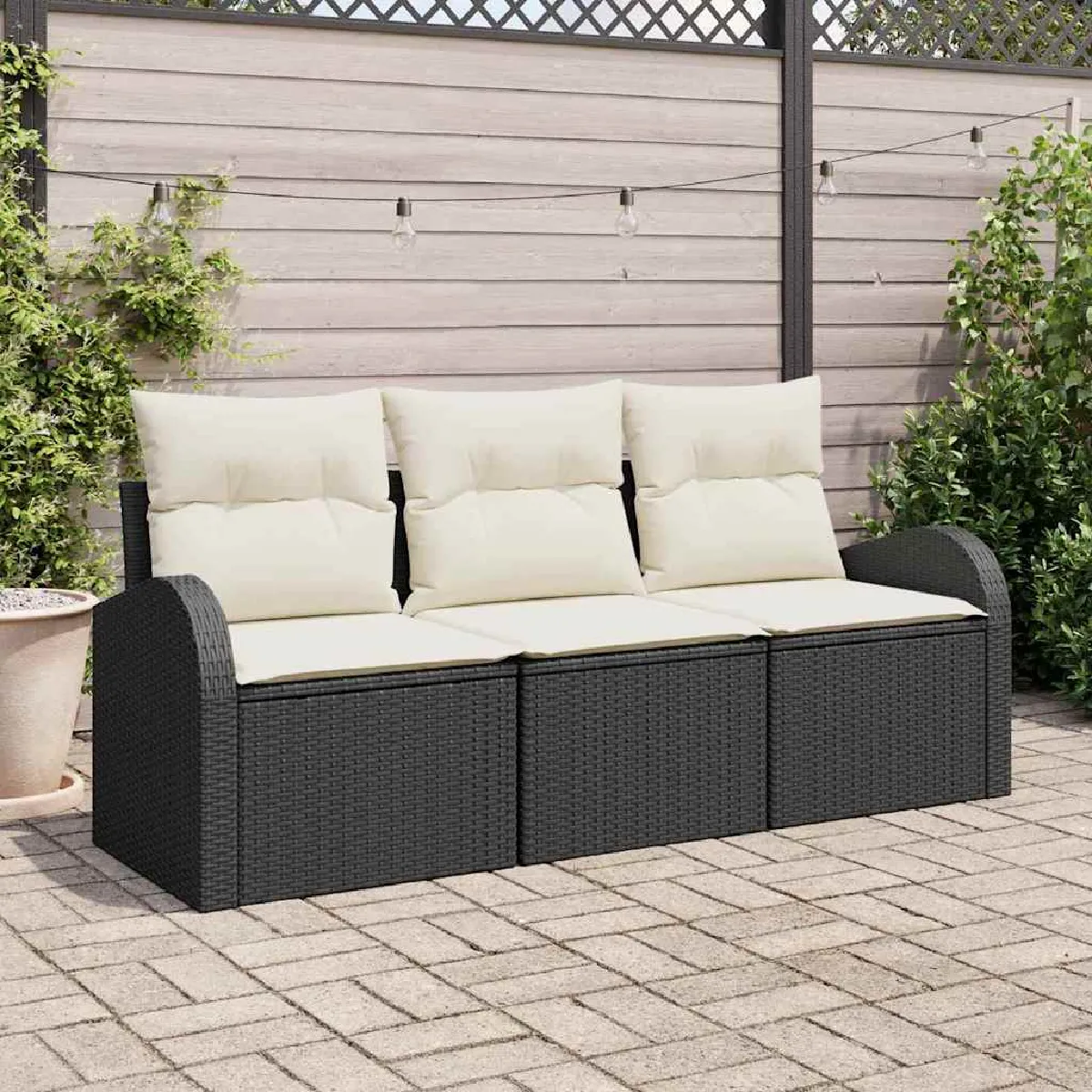 vidaXL Ensemble de canapé de jardin 3 pcs et Poly rotin - vue 2