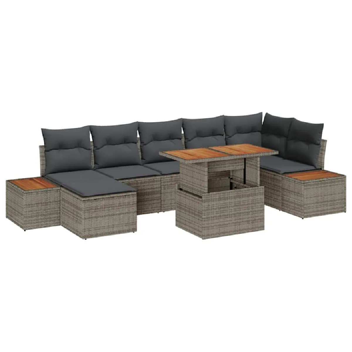 Non Communiqué Gris Vidaxl Ensemble De Canapé De Jardin 8 Pièces Avec Coussins Poly Rattan 3358828 - Image 3