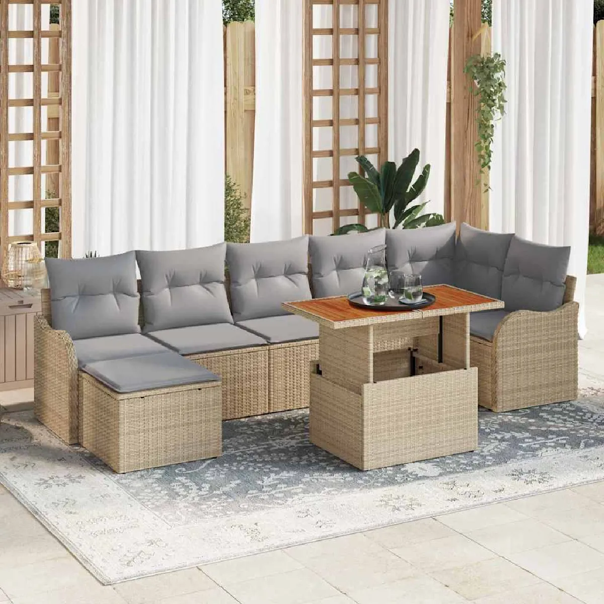 vidaXL Ensemble de canapé de jardin 8 pcs beige et gris clair
