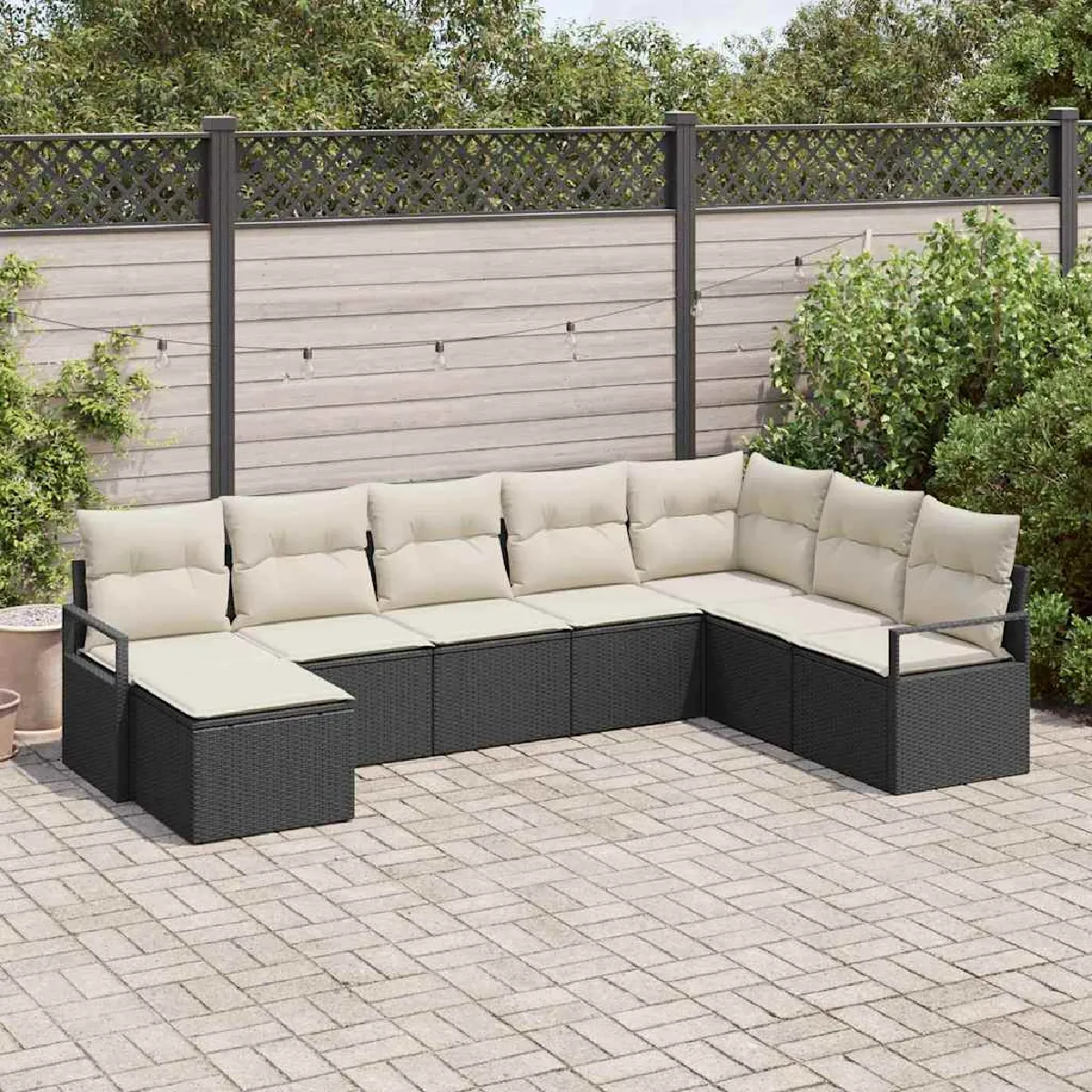 vidaXL Ensemble de canapé de jardin 8 pcs Noir Poly rotin
