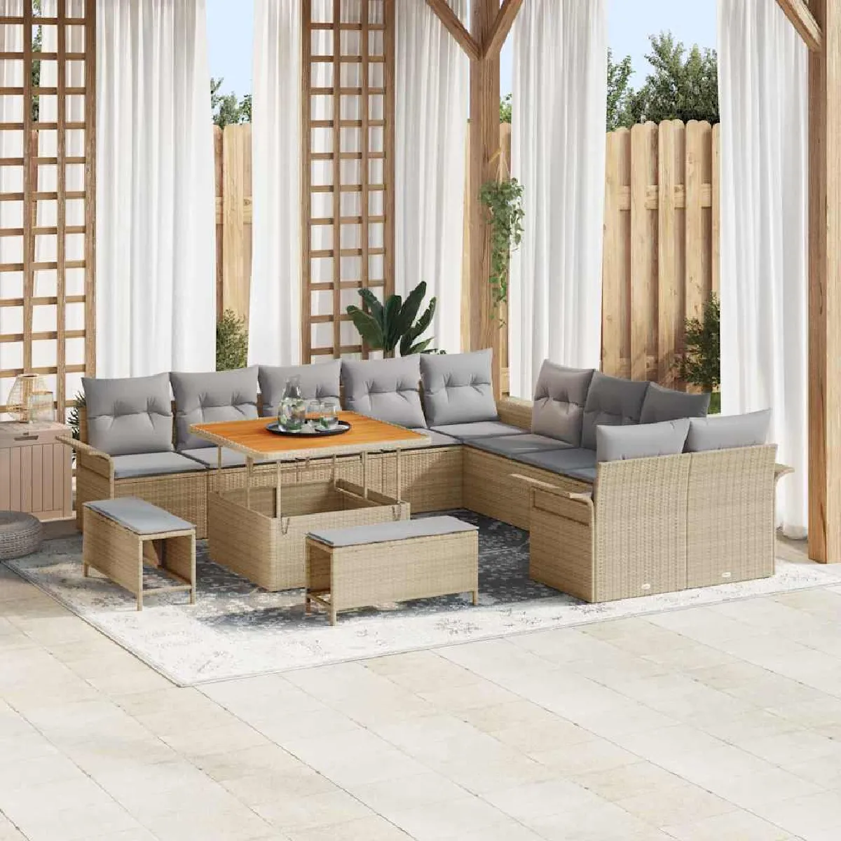 vidaXL Ensemble de canapé de jardin 13 pcs polyrotin - vue 7