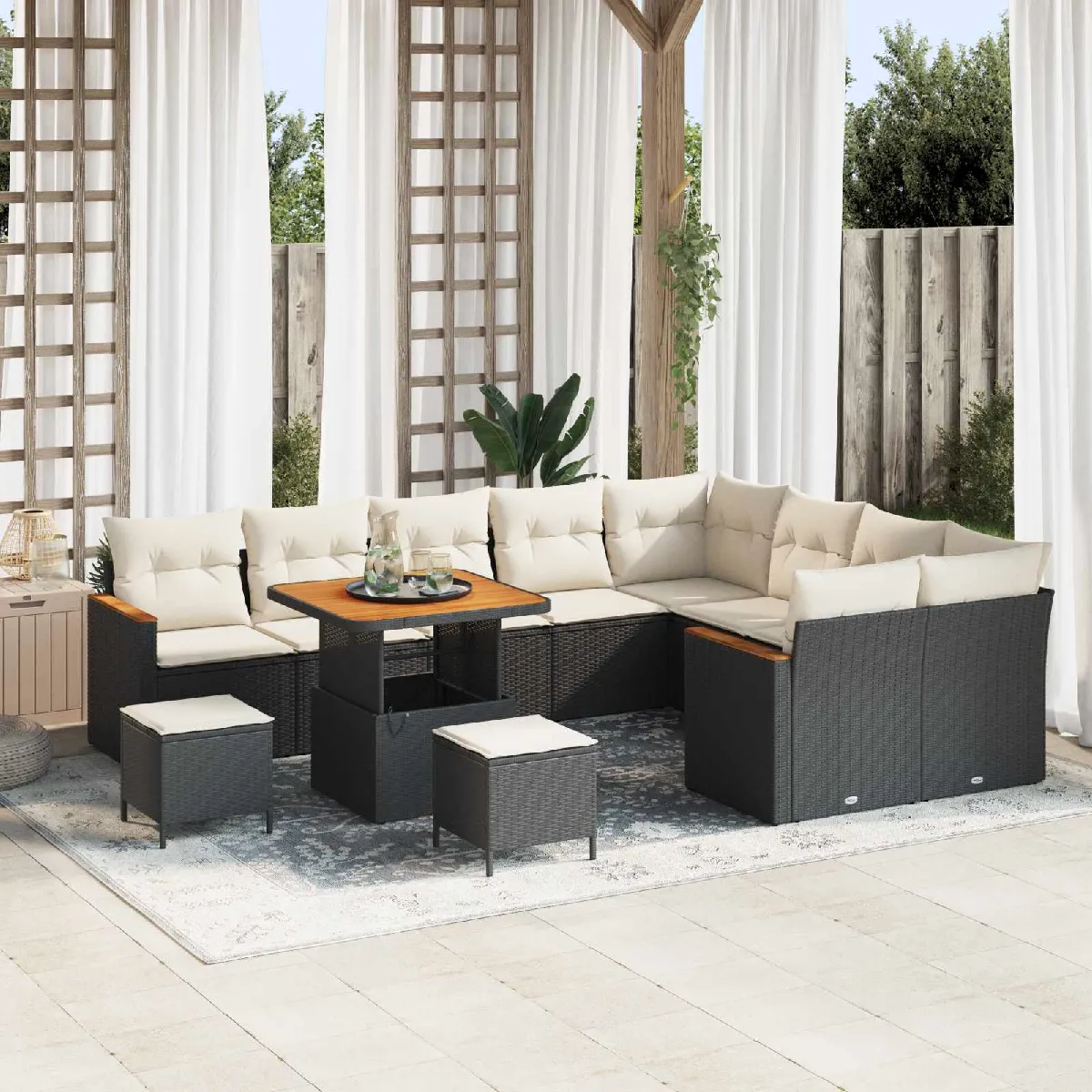 vidaXL Ensemble de canapé de jardin 12 pcs polyrotin - vue 2