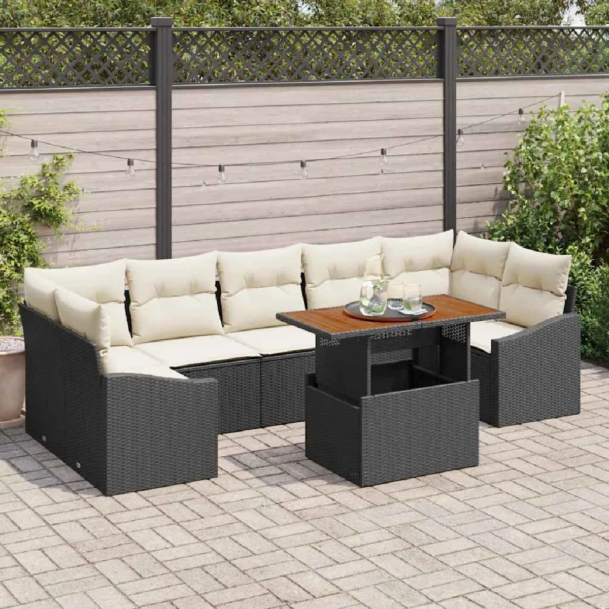 vidaXL Ensemble de canapé de jardin avec coussin 8 pcs et - vue 4