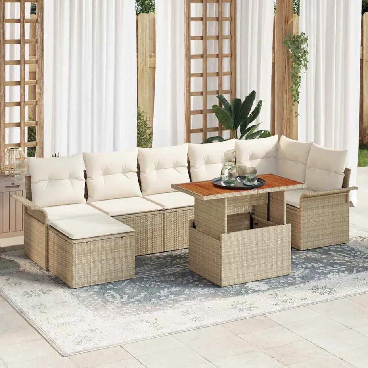 vidaXL Ensemble de canapé de jardin 8 pcs Poly rotin - vue 10