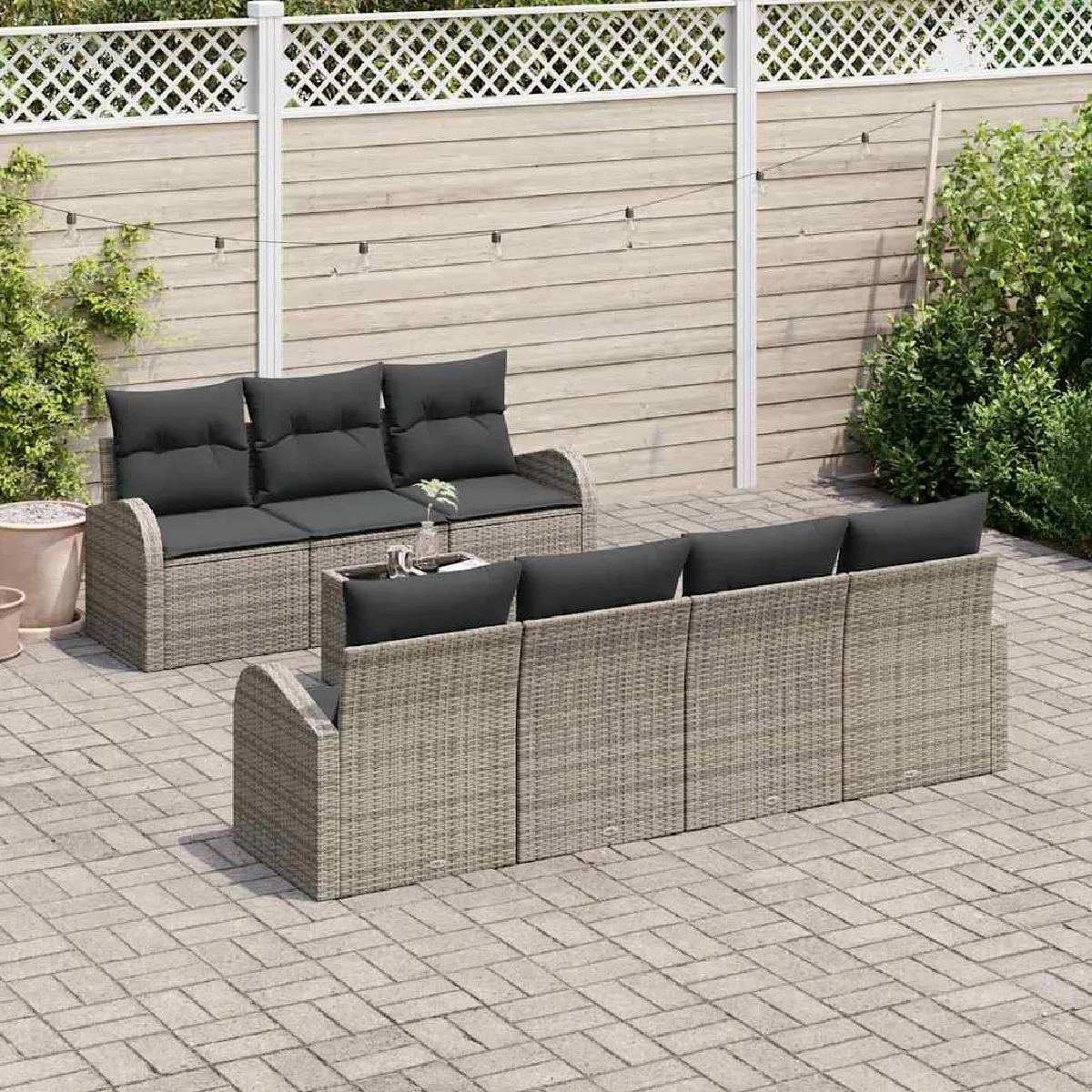 vidaXL Ensemble de canapé de jardin avec coussin 8 pcs Gris