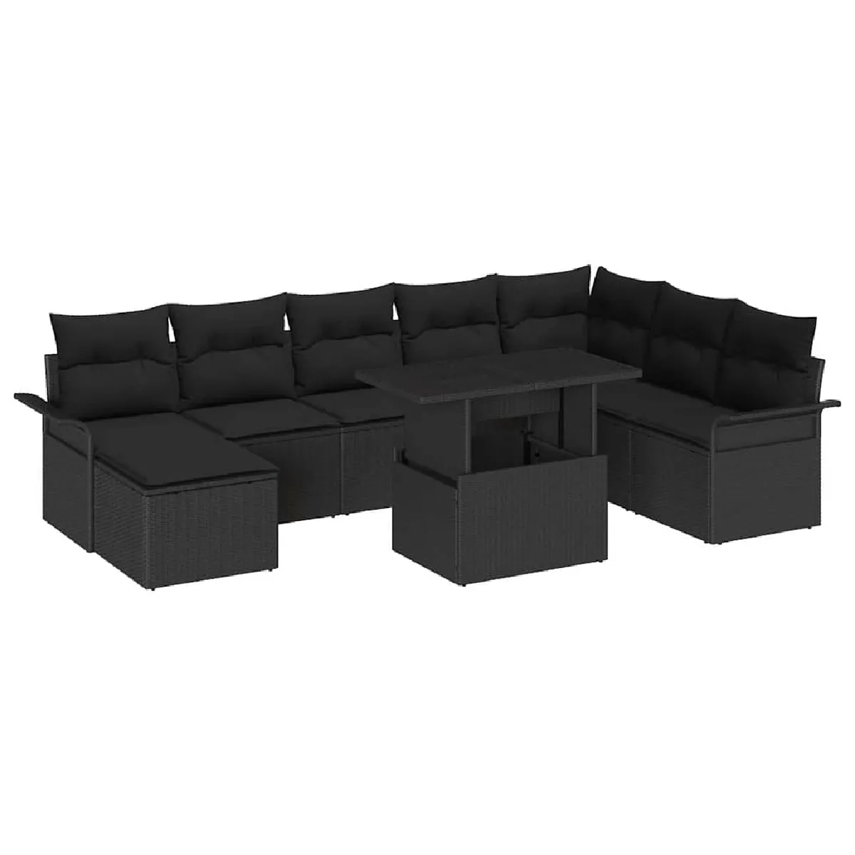 vidaXL Ensemble de canapé de jardin avec coussin 9 pcs - vue 1