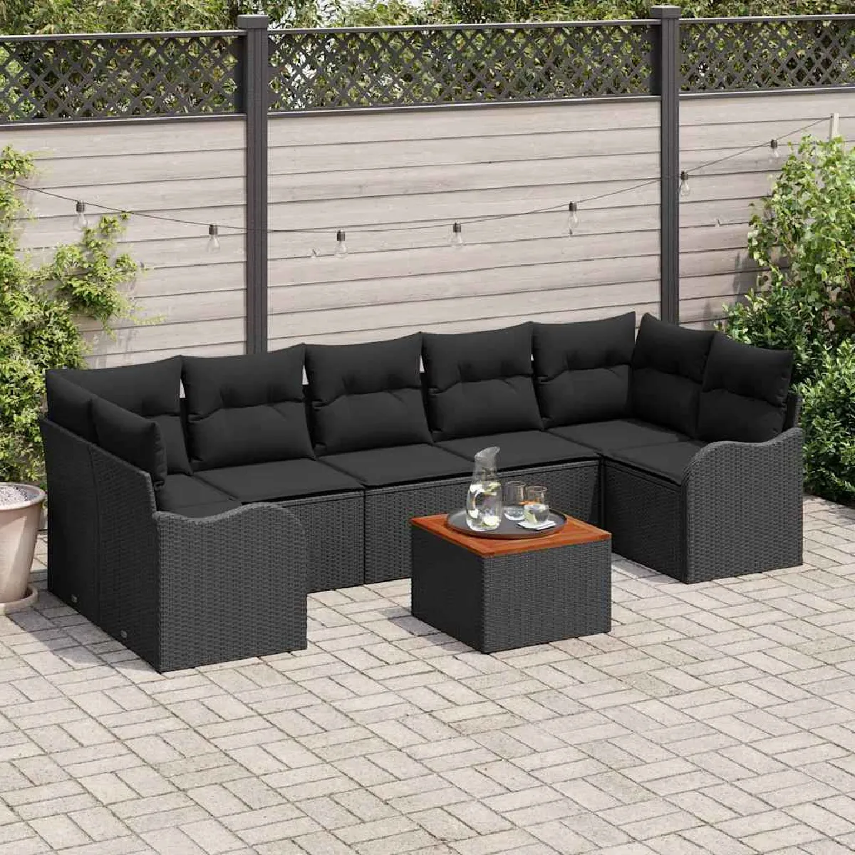 vidaXL Ensemble de canapé de jardin avec stockage 8 pcs polyrotin - vue 10