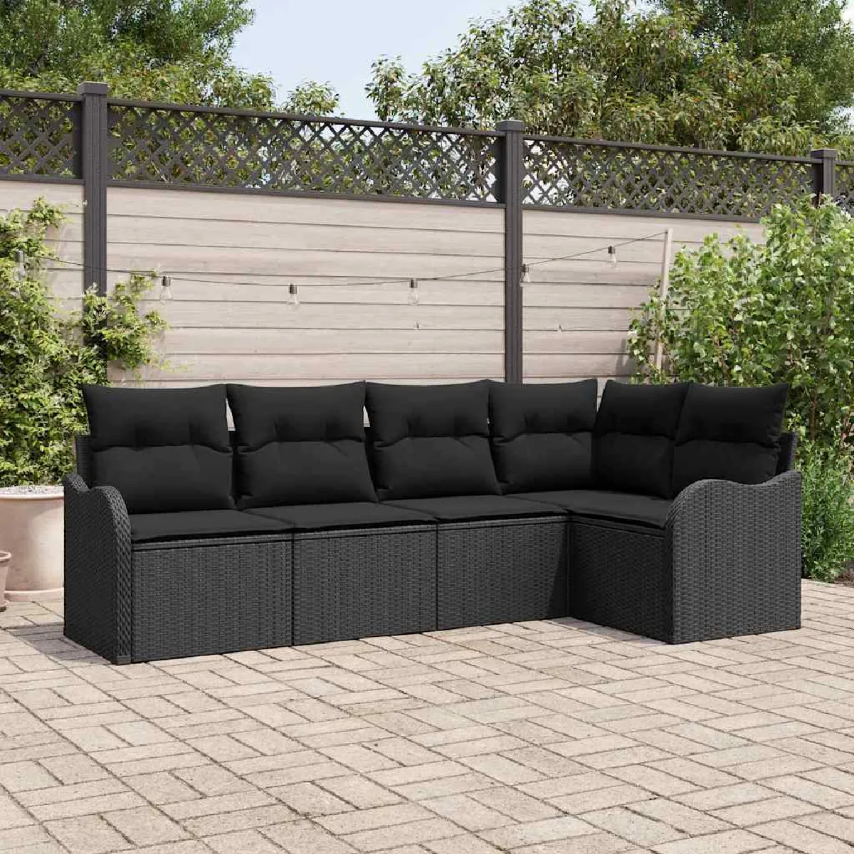 vidaXL Ensemble de canapé de jardin avec stockage 5 pcs Noir polyrotin