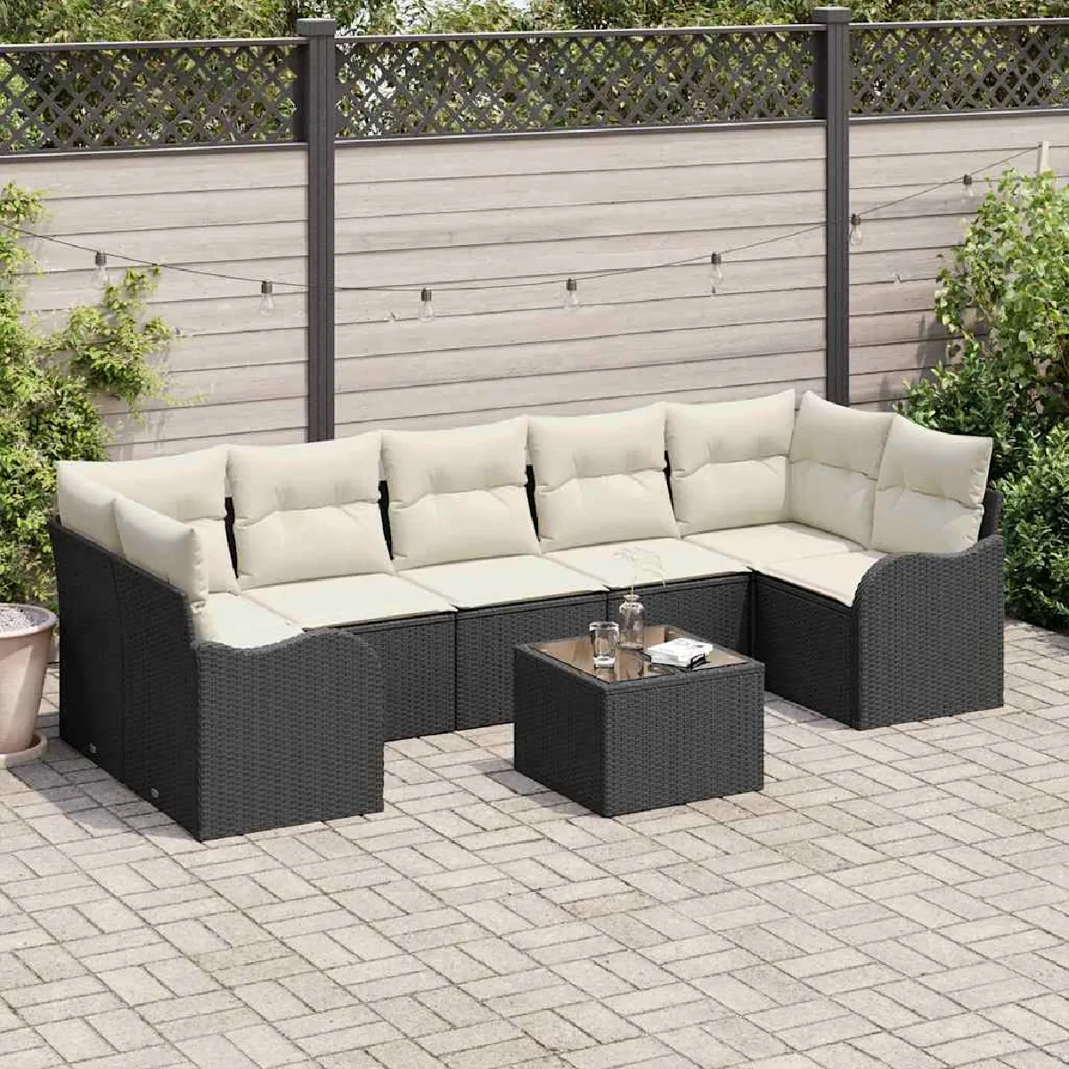 vidaXL Ensemble de canapé de jardin Noir 55 x 55 x 37 cm polyrotin