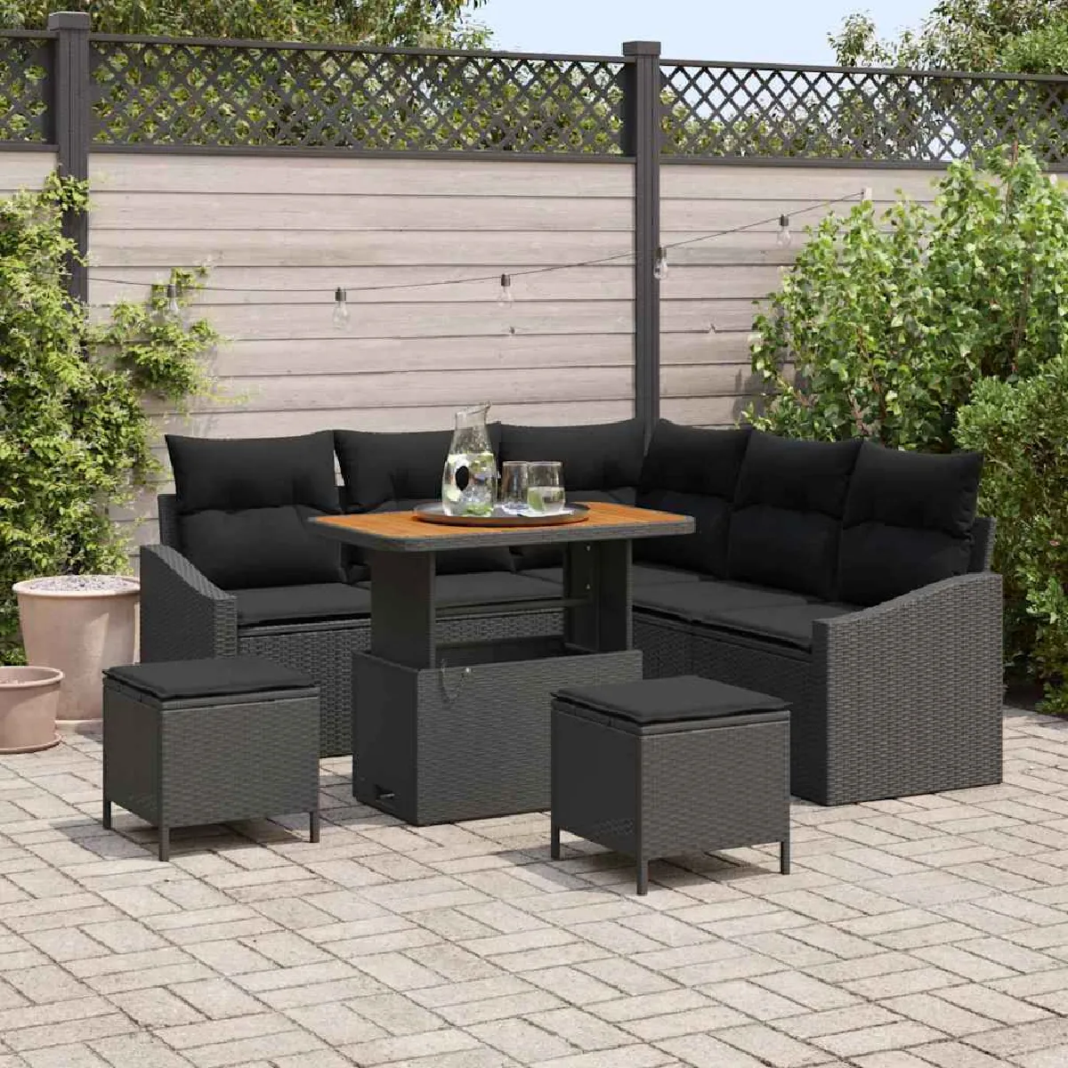 vidaXL Ensemble de canapé de jardin avec coussin 8 pcs Poly rotin - vue 8