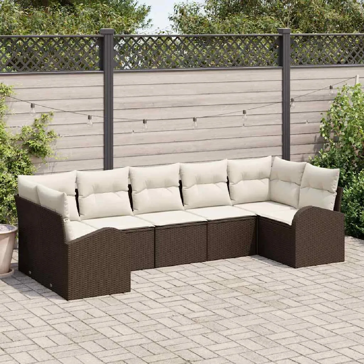 vidaXL Ensemble de canapé de jardin 7 pcs Marron Poly Rattan