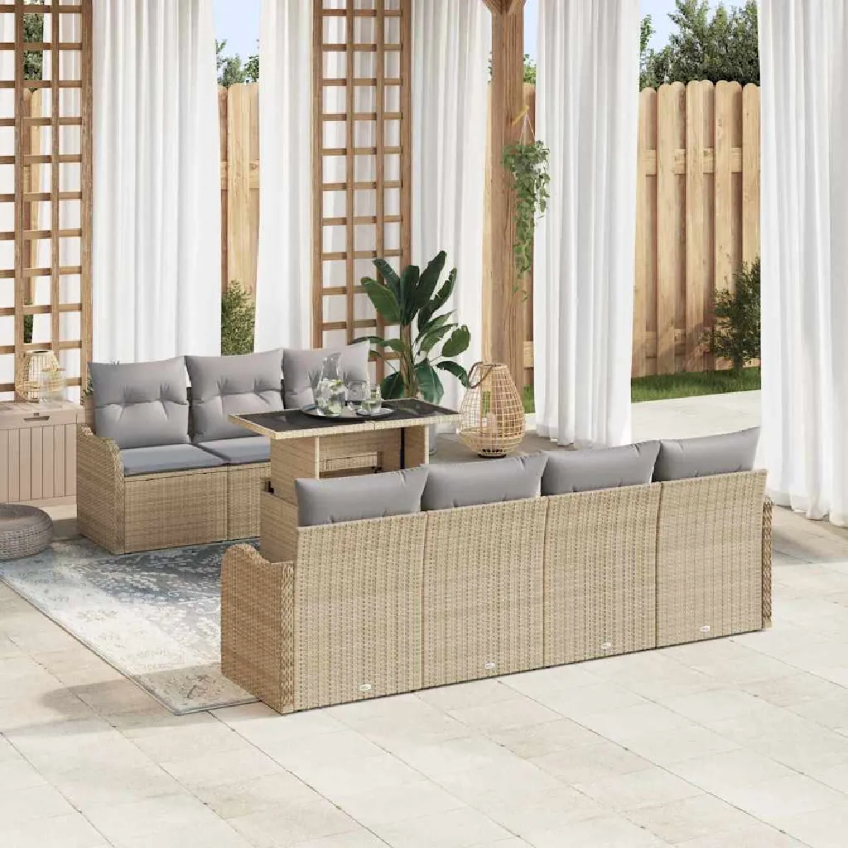 vidaXL Ensemble de canapé de jardin 8 pcs Poly Rattan - vue 4