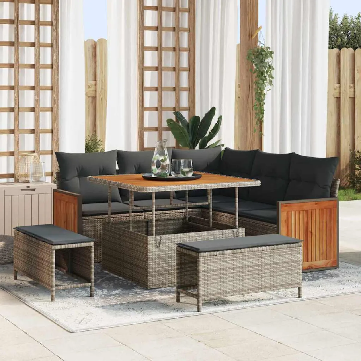 vidaXL Ensemble de canapé de jardin avec coussin 8 pcs - vue 10