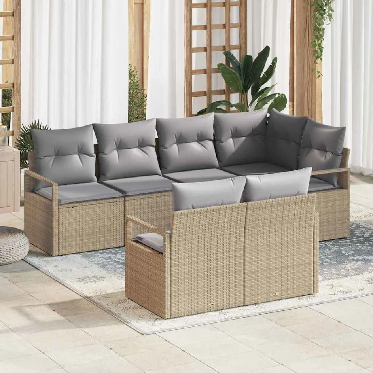 vidaXL Ensemble de canapé de jardin 7 pcs et - vue 6