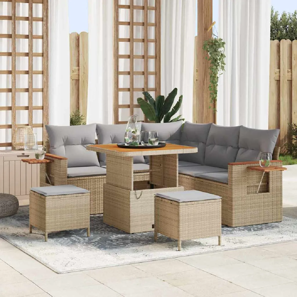 vidaXL Ensemble de canapé de jardin 8 pcs et - vue 2