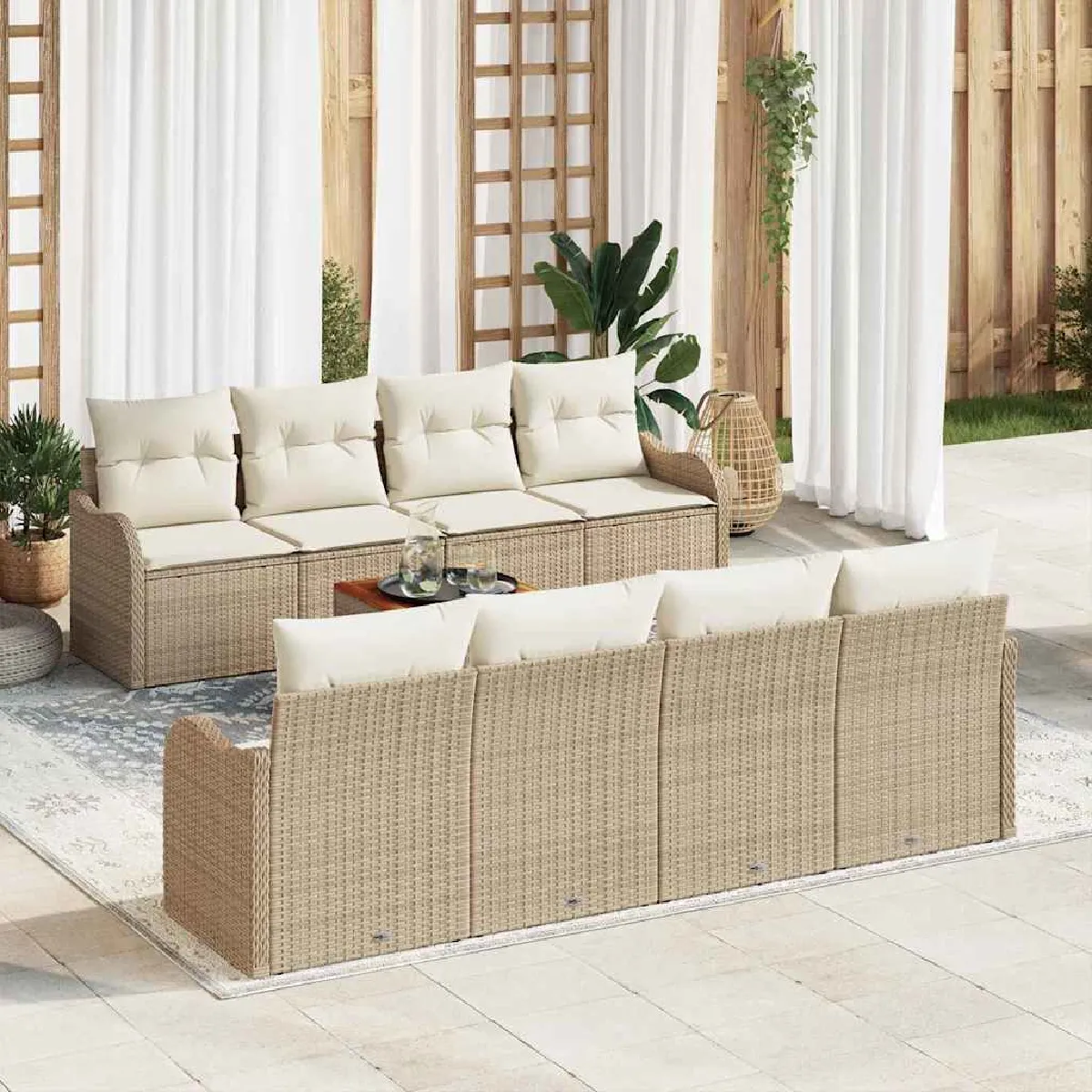vidaXL Ensemble de canapé de jardin avec coussin 9 pcs polyrotin - vue 7