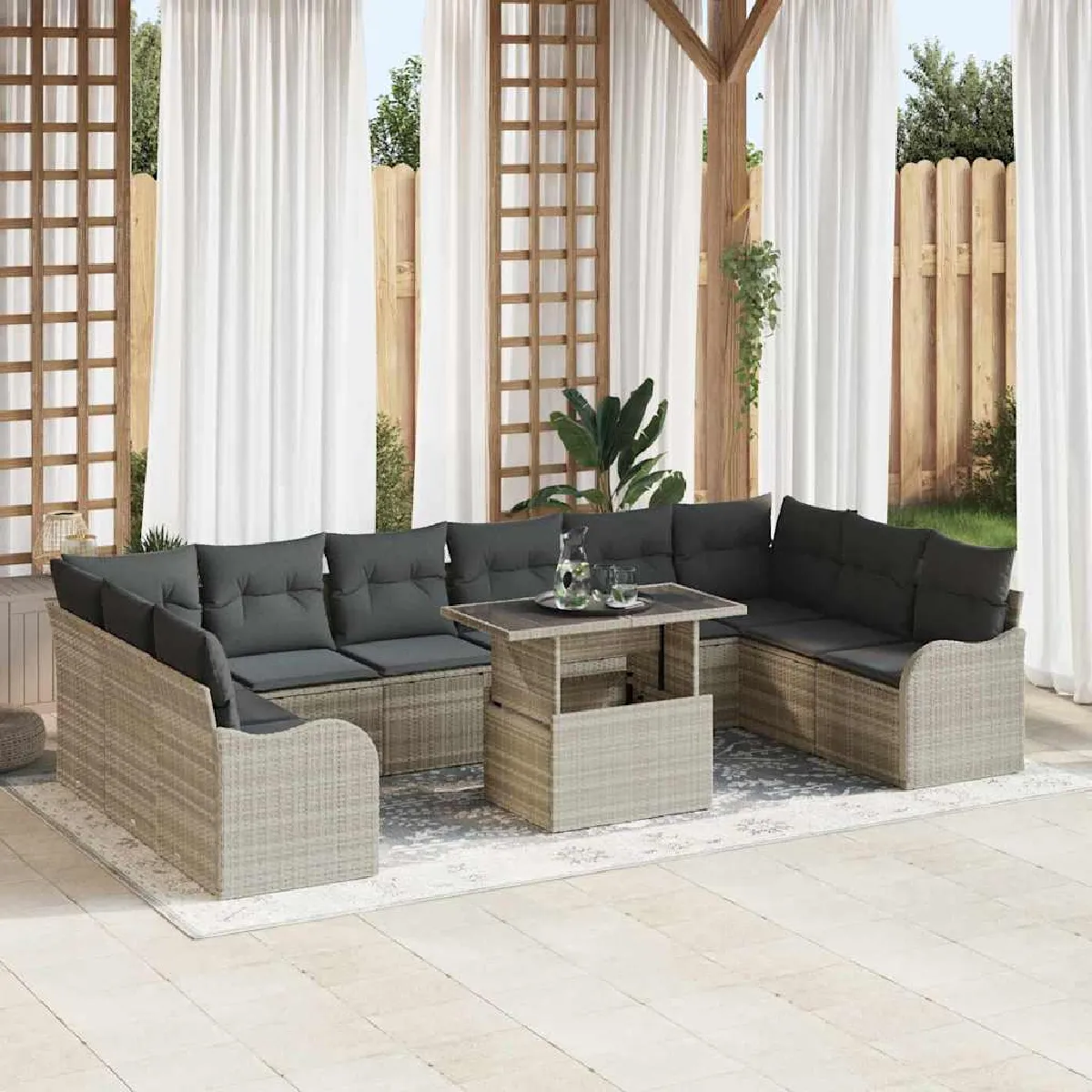 vidaXL Ensemble de canapé de jardin 11 pcs Poly Rattan - vue 9