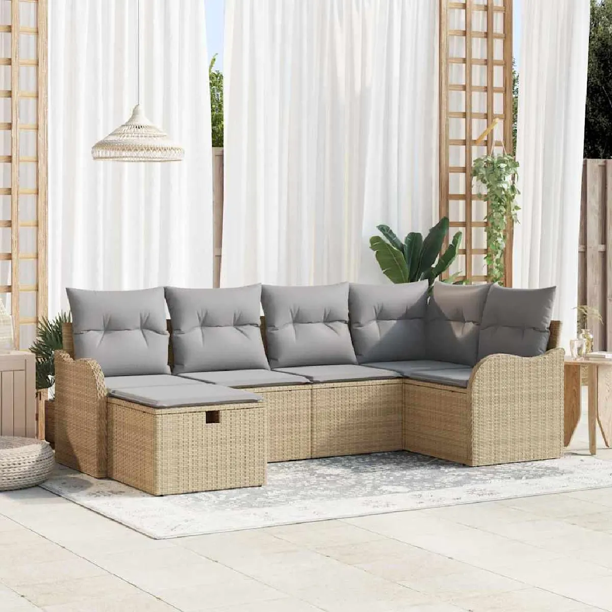 Vidaxl Ensemble De Canapé De Jardin 6 Pc Poly Rotin