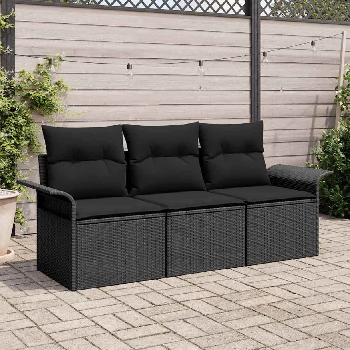 vidaXL Ensemble de canapé de jardin avec coussin 3 pcs Poly rotin - vue 7