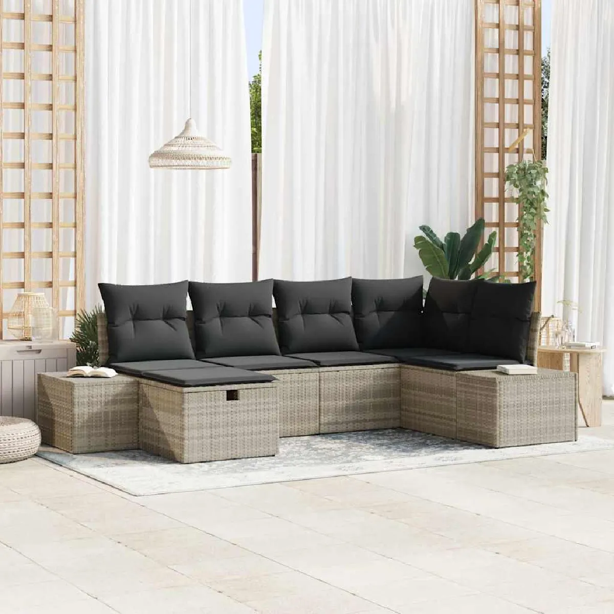 vidaXL - Ensemble de canapés de jardin - 6 pièces - Gris clair - Image 3