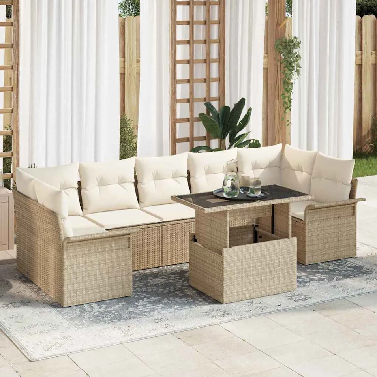 vidaXL Ensemble de canapé de jardin 8 pcs Poly Rattan - vue 1