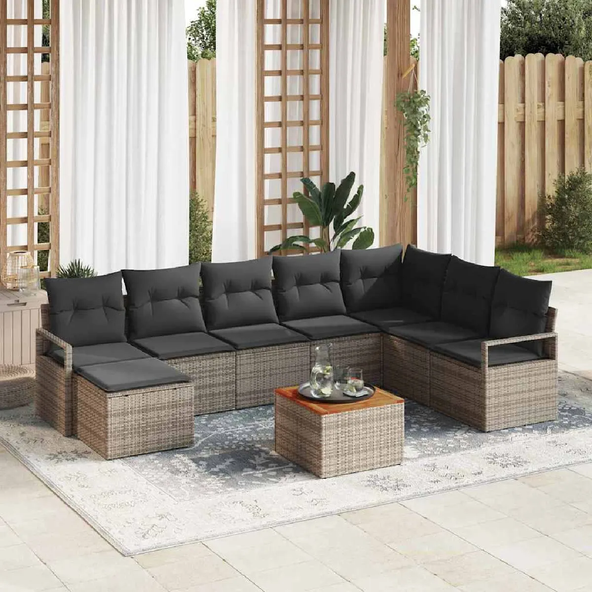 vidaXL Ensemble de canapé de jardin 9 pcs - vue 8