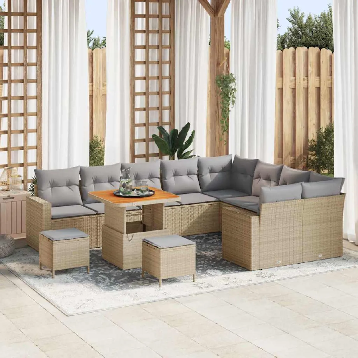 vidaXL Ensemble de canapé de jardin 12 pcs beige et gris clair
