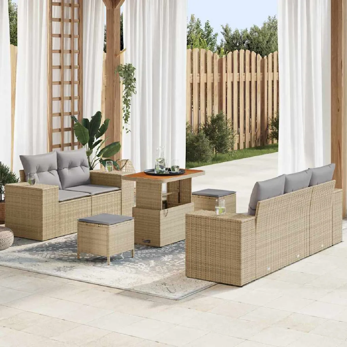 vidaXL Ensemble de canapé de jardin 8 pcs et - vue 7
