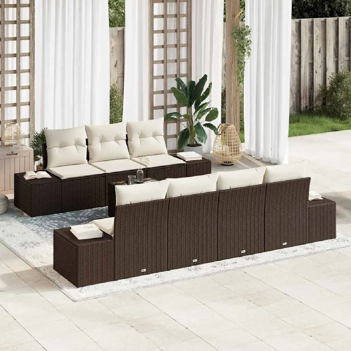 VIDAXL - Salon de jardin - Ensemble de canapé 8 pièces - Marron - Image 3