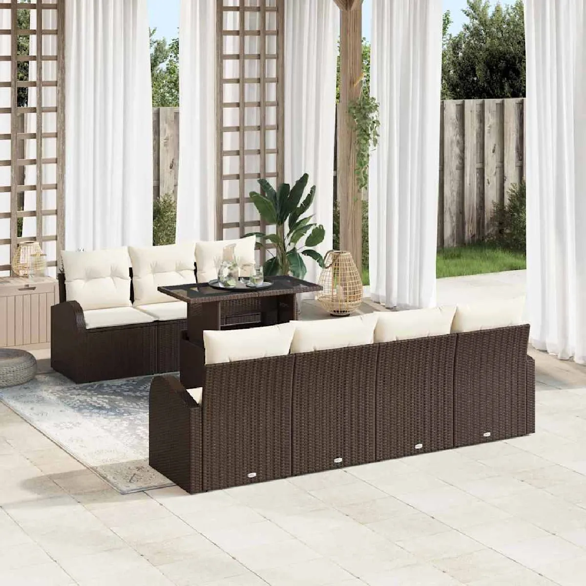 vidaXL Ensemble de canapé de jardin 8 pcs Poly Rattan - vue 5