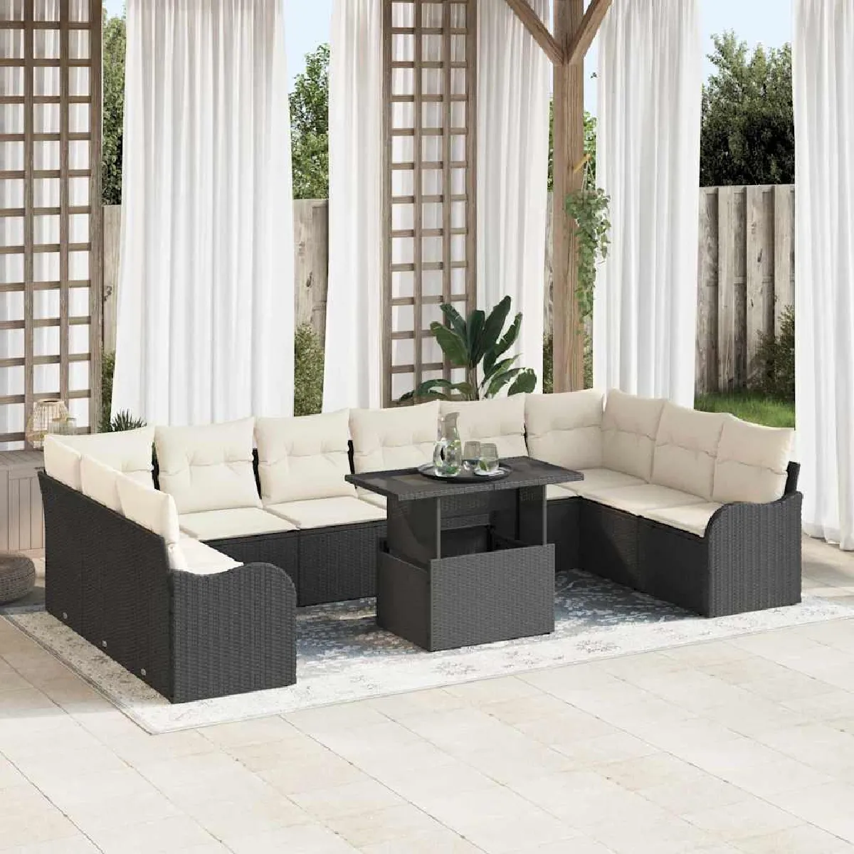 vidaXL Ensemble de canapé de jardin 11 pcs Poly Rattan - vue 6