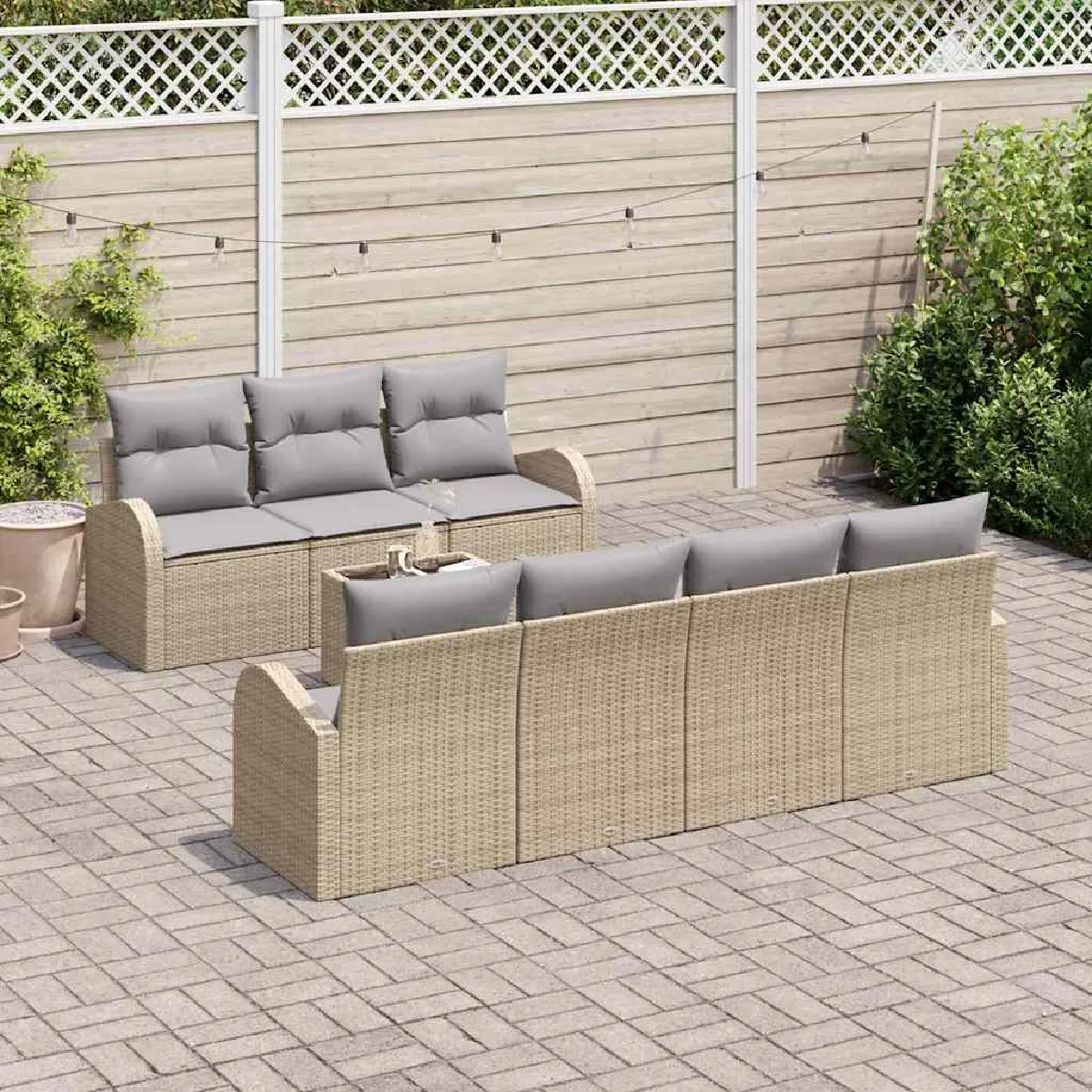 vidaXL Ensemble de canapé de jardin avec coussin 8 pcs et - vue 8