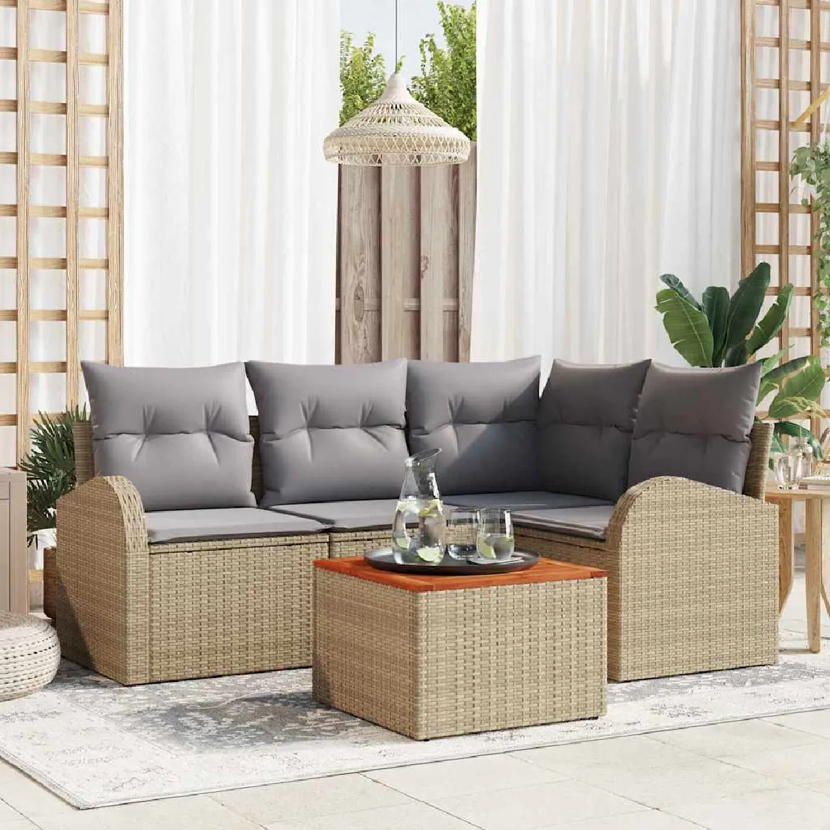 vidaXL Ensemble de canapé de jardin avec coussin 5 pcs et - vue 7