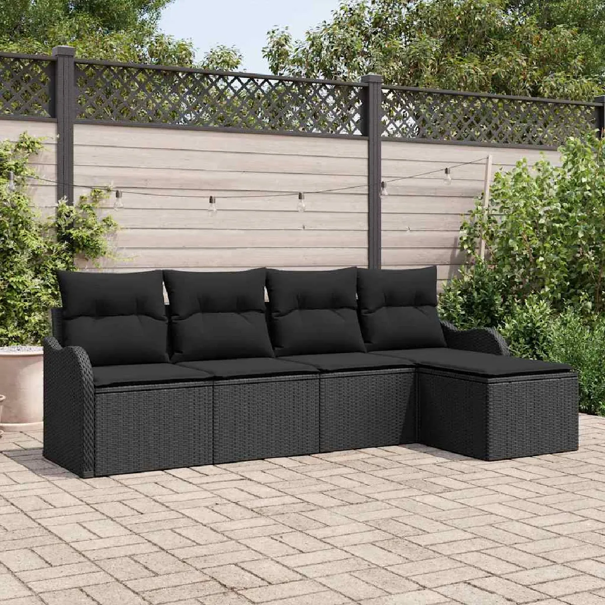 vidaXL Ensemble de canapé de jardin avec stockage 5 pcs Noir polyrotin