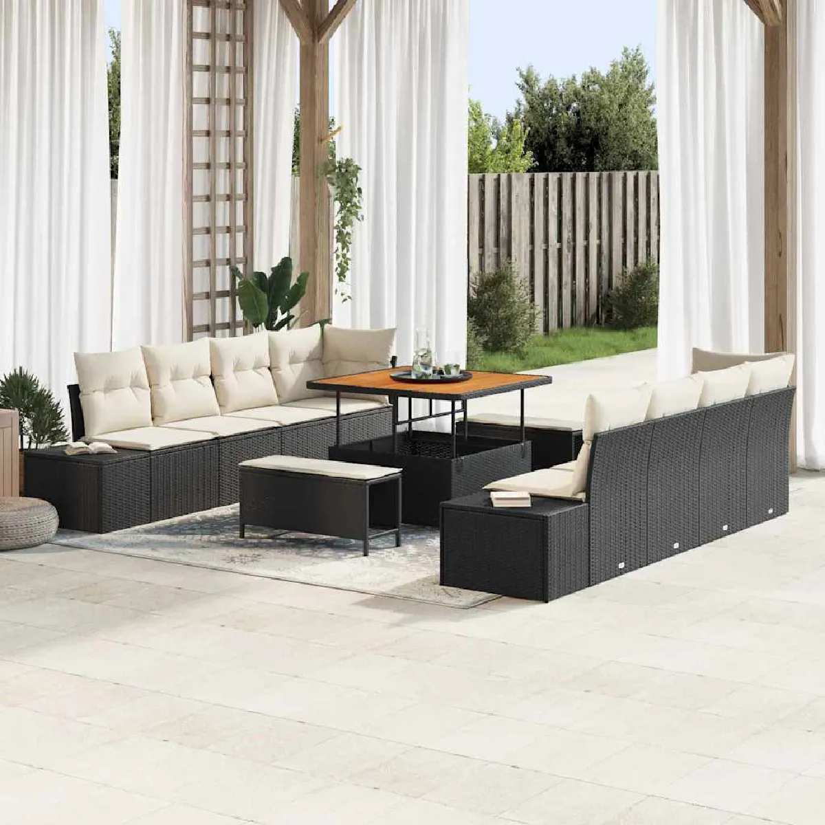 vidaXL Ensemble de canapé de jardin avec coussin 11 pcs polyrotin - vue 7