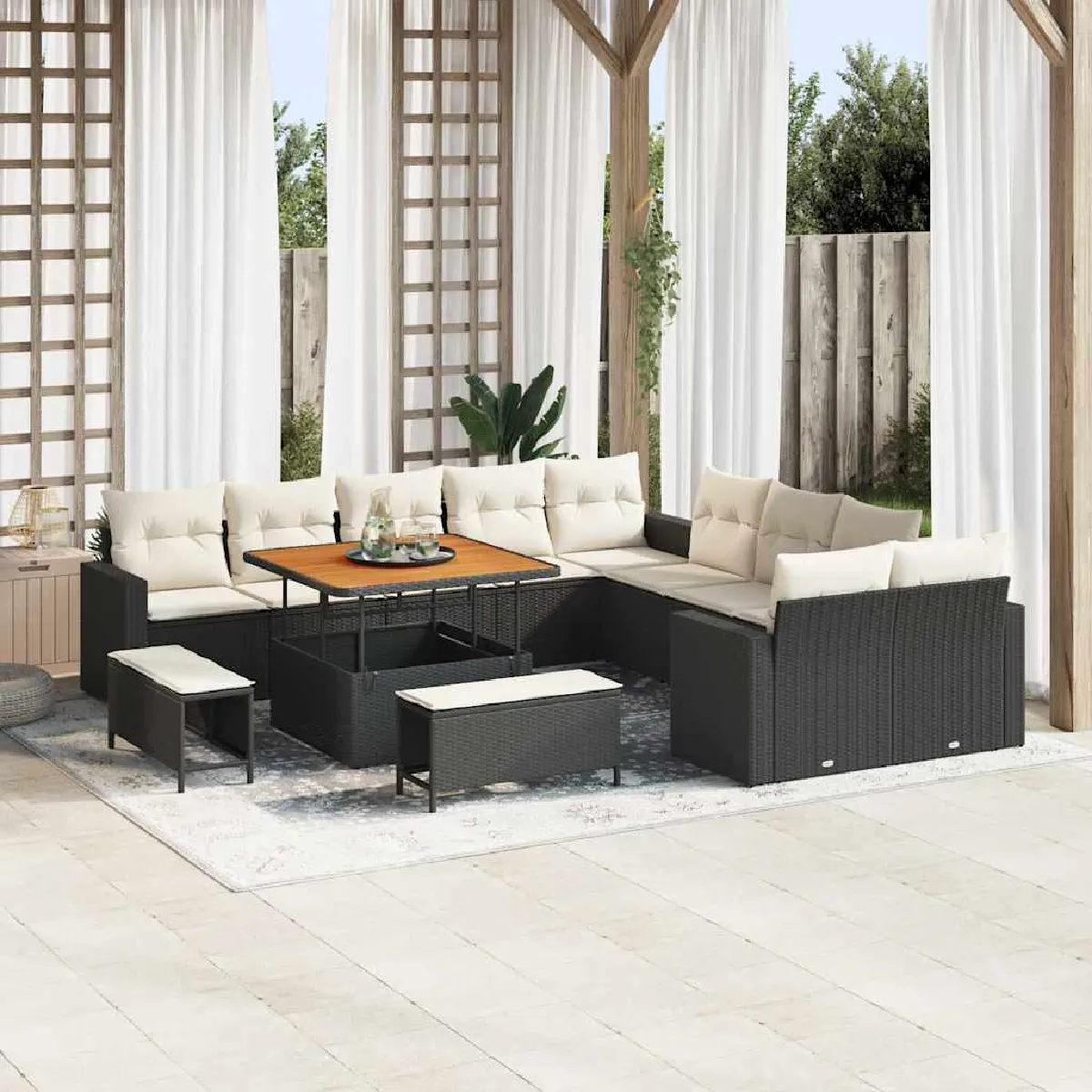 vidaXL Ensemble de canapé de jardin 13 pcs polyrotin - vue 9