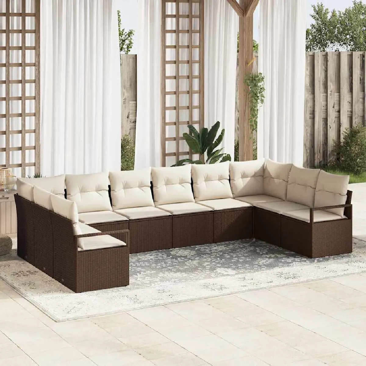 vidaXL Ensemble de canapé de jardin 10 pcs et polyrotin - vue 9