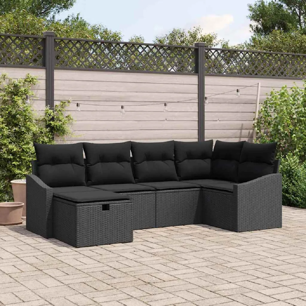 vidaXL Ensemble de 7 Pièces de Canapé de Jardin avec Coussins Rattan Poly - vue 10