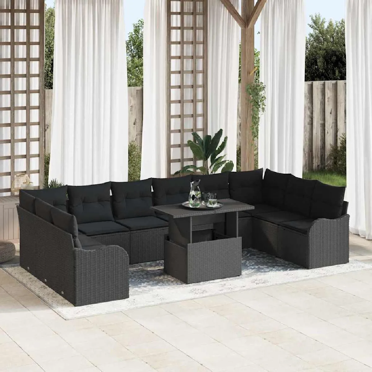 vidaXL Ensemble de canapé de jardin 11 pcs Poly Rattan - vue 3