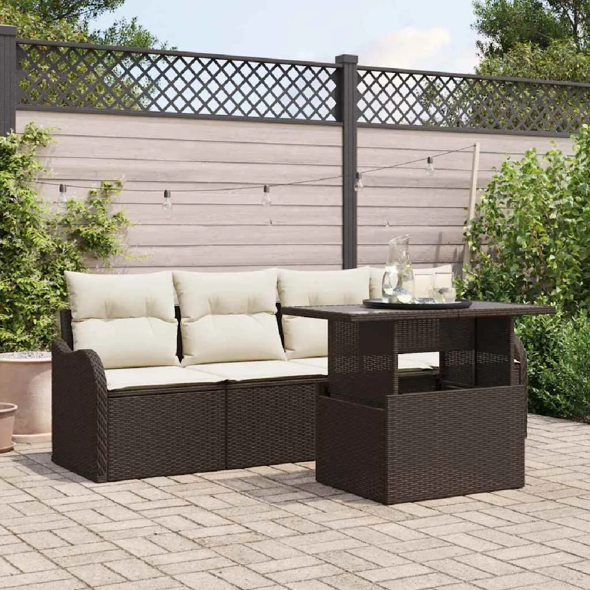 vidaXL Ensemble de canapé de jardin 5 pcs Poly Rattan - vue 4