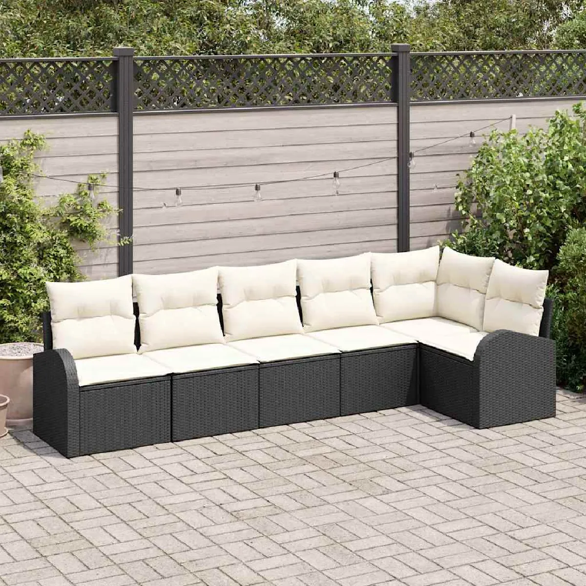 vidaXL Ensemble de canapé de jardin 6 pcs Noir et Blanc polyrotin