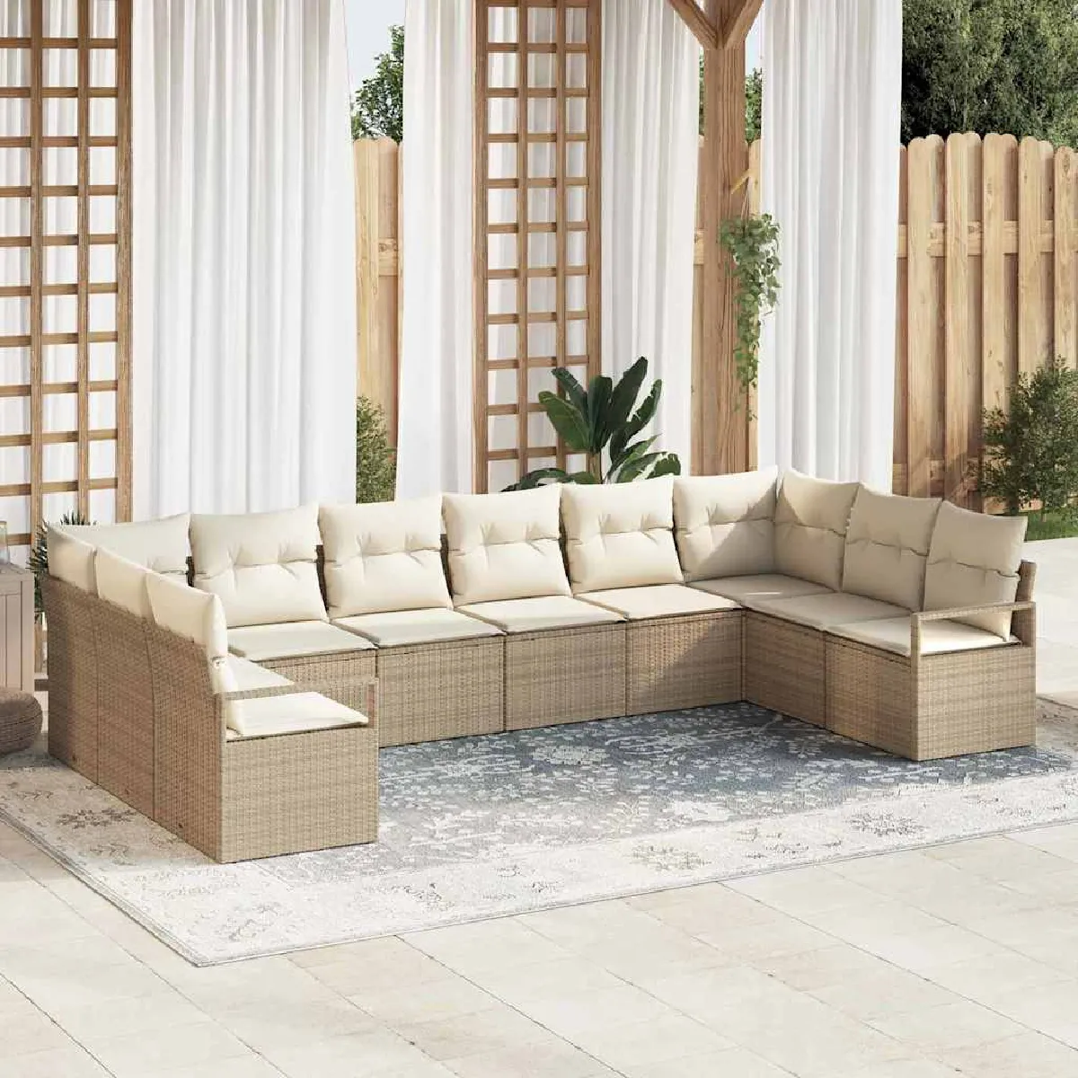 vidaXL Ensemble de canapé de jardin 10 pcs polyrotin