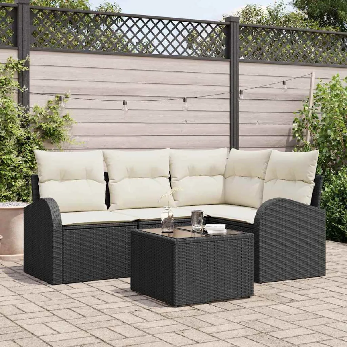 vidaXL Ensemble de canapé de jardin 5 pcs et polyrotin