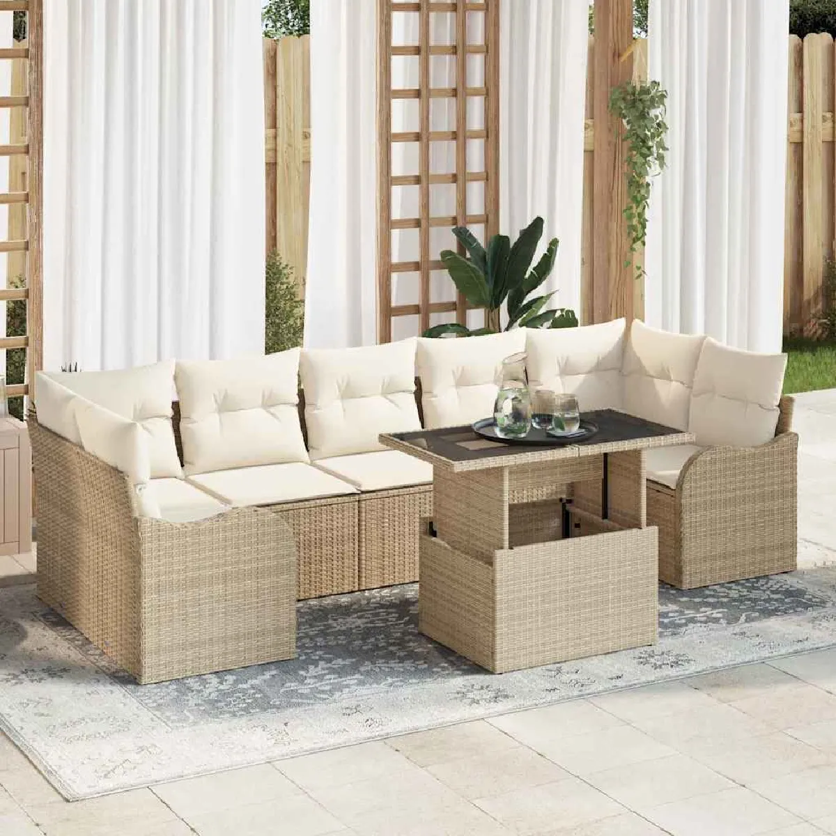 vidaXL Ensemble de canapé de jardin 6 pcs Poly Rattan - vue 10